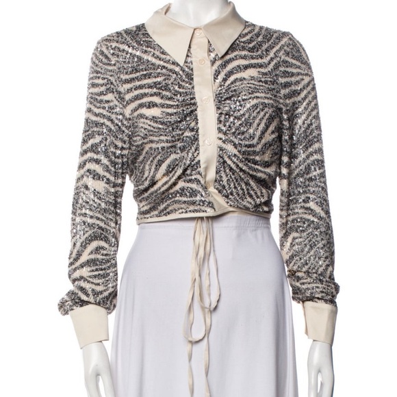 In the mood for love Lina lacing zebra sequin crop top blouse - XS - Picture 5 of 10